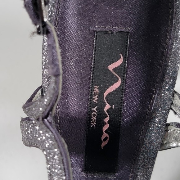 Nina New York Womens Size 8M Sparkle Strappy Slingback Heels Silver Leather - Picture 10 of 15